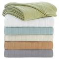 Vellux 100% Cotton Blanket - Soft, Breathable, Cozy & Lightweight Thermal Blanket - All Season Queen Size Blanket Perfect for Layering Bed, Couch & Sofa - Hotel Quality (90x90 Inch Light Grey)