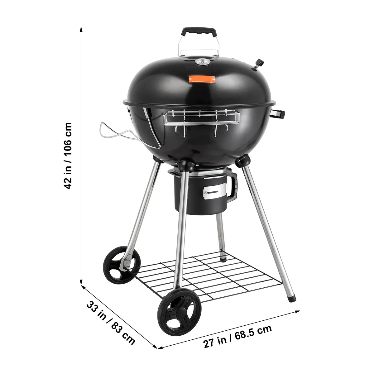 Skyflow 22 inch Kettle Charcoal Grill Outdoor Picnic Patio Barbecue Cooking, Portable Grill Propane Gas Kettle Grills w/Cover, Iron & Steel Small BBQ Grill