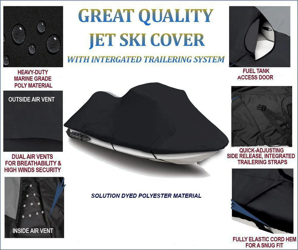 BLACK PWC 600D JET SKI Cover Compatible for Sea Doo Sea-Doo Bombardier GTI SE 155 2007 2008 2009 2010
