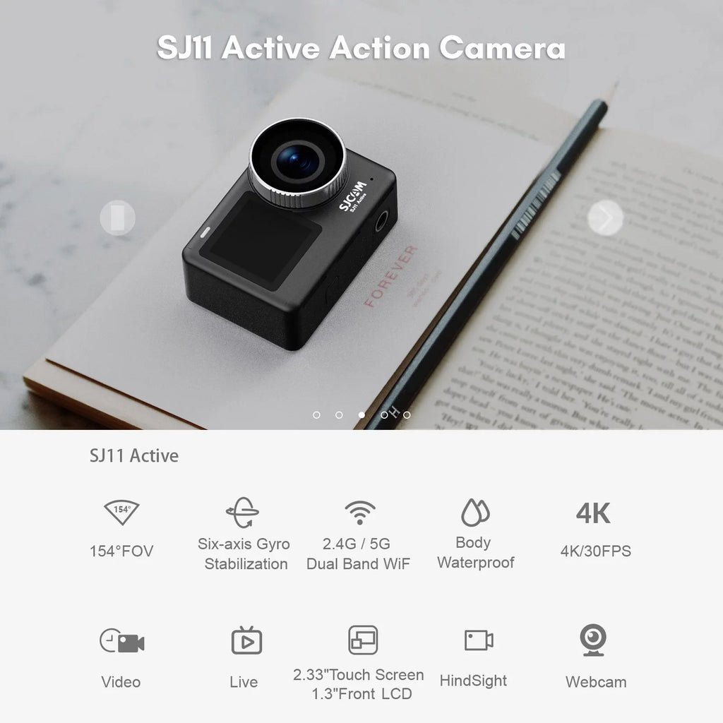 Action Camera Yabuy SJ11Active Action Camera Portable Camera 20MP Waterproof -shaking Dual Screen Support Live Streaming with Waterproof Case Adapters