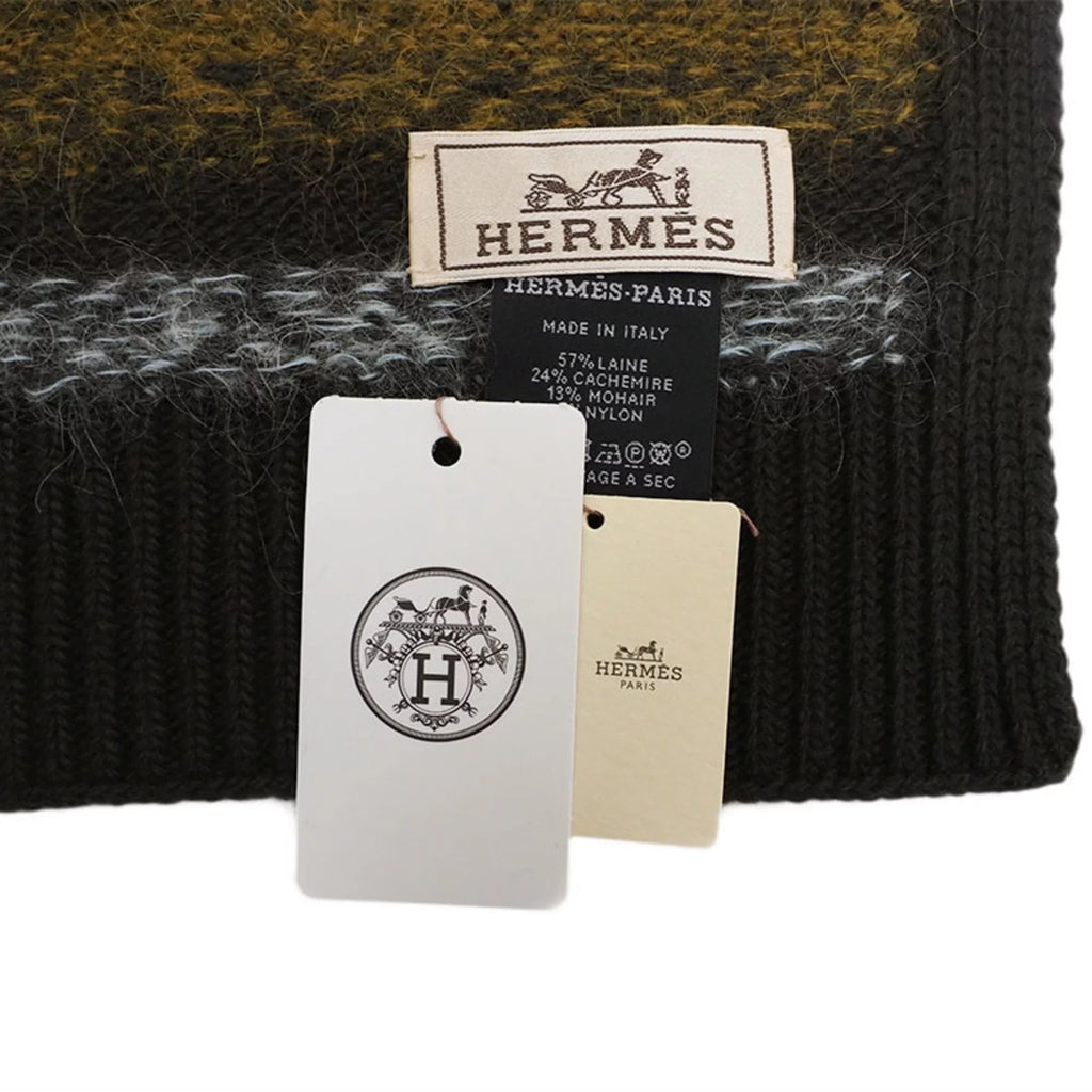 Pre-Owned Hermes HERMES muffler fade stripe orange short size H393793T 03 men's (Like New)