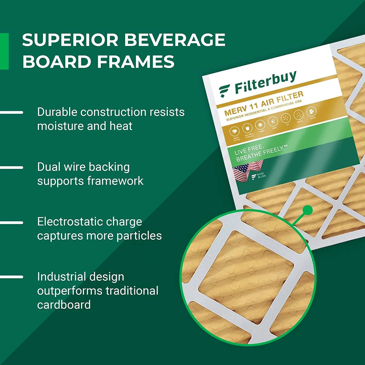 Filterbuy 20x25.25x3.5 MERV 11 Pleated HVAC AC Furnace Air Filters for Aprilaire Space-Gard 102/2120 (4-Pack)
