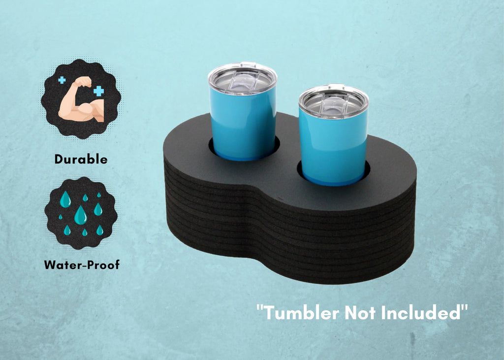 Polar Whale 2 Drink Holders Floating Refreshment Tumbler Holder Drink Float Tray for Pool or Beach Party Float Lounge Durable Black Foam 6 Compartment UV Resistant 13 Inches Wide with Cup Holders