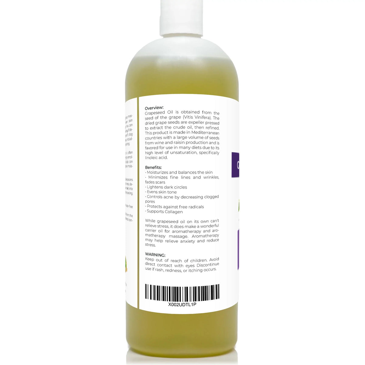 Velona Grapeseed Oil - 32 oz | 100% Pure and Natural Carrier Oil | Refined, Cold pressed | Cooking, Skin, Face, Body, Hair Care