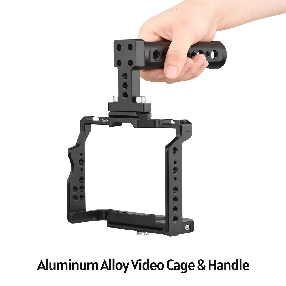 Walmeck Andoer Video Cage + Handle Kit Aluminum Alloy with Dual Cold Shoe Mounts Numerous 14 Inch Threads Replacement for Sony A7IV/ A7III/ A7II/ A7R III/ A7R II/ A7S II