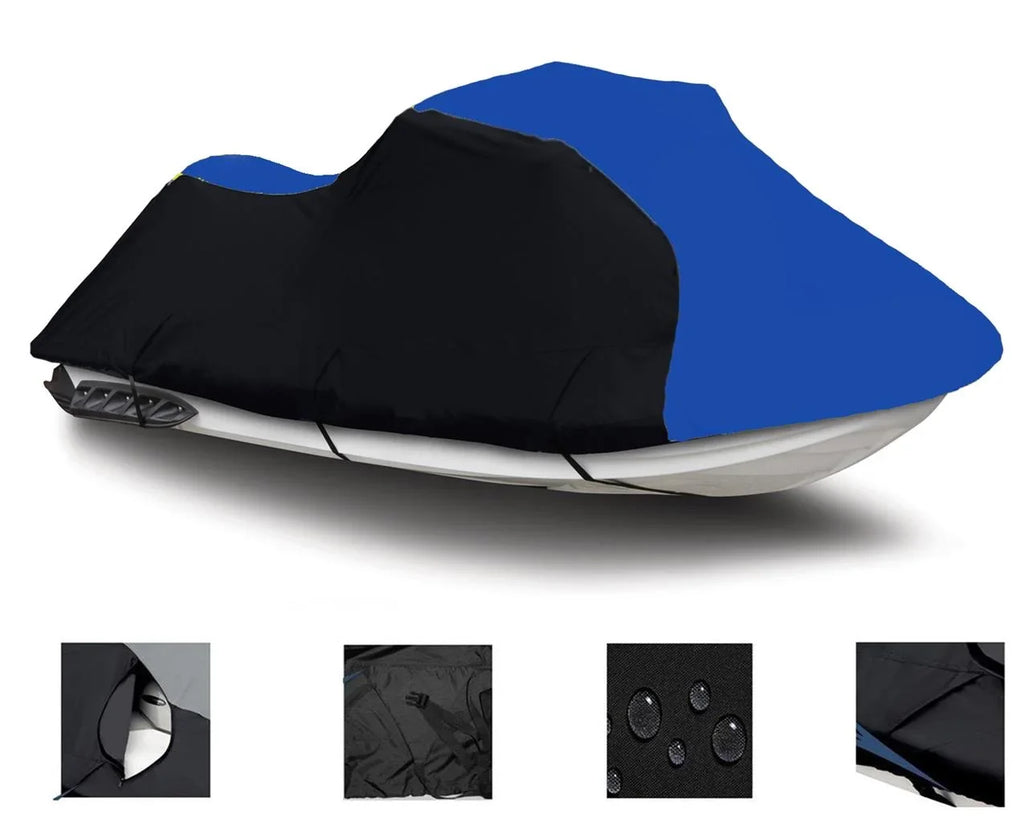 BLACK / BLUE HEAVY-DUTY, PWC 600D JET SKI Cover Compatible for Sea Doo Sea-Doo Bombardier XP 800 1995 1-2 Seater