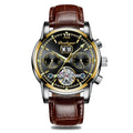 POEDAGAR New Luxury Men Mechanical Wristwatch Genuine Leather Automatic Clock Top Brand Sports Chronograph Men Watches