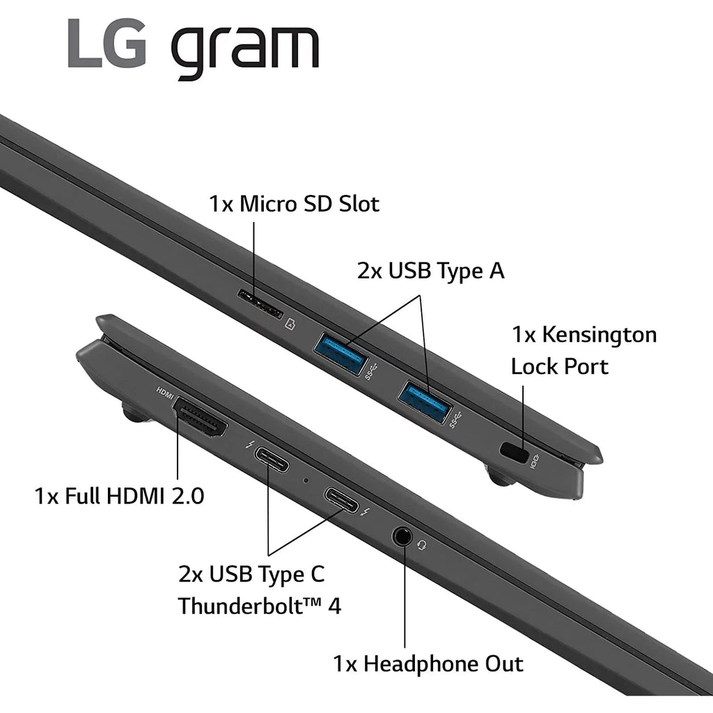 LG Gram 14Z90Q 14" Lightweight Laptop, Intel i7-1260P, 16GB RAM/512GB SSD, Black 14 in