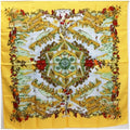 Pre-Owned Hermes Silk Scarf Carre 90 "Au pays de Cocagne" In Paradise Yellow HERMES | For Ladies (Good)