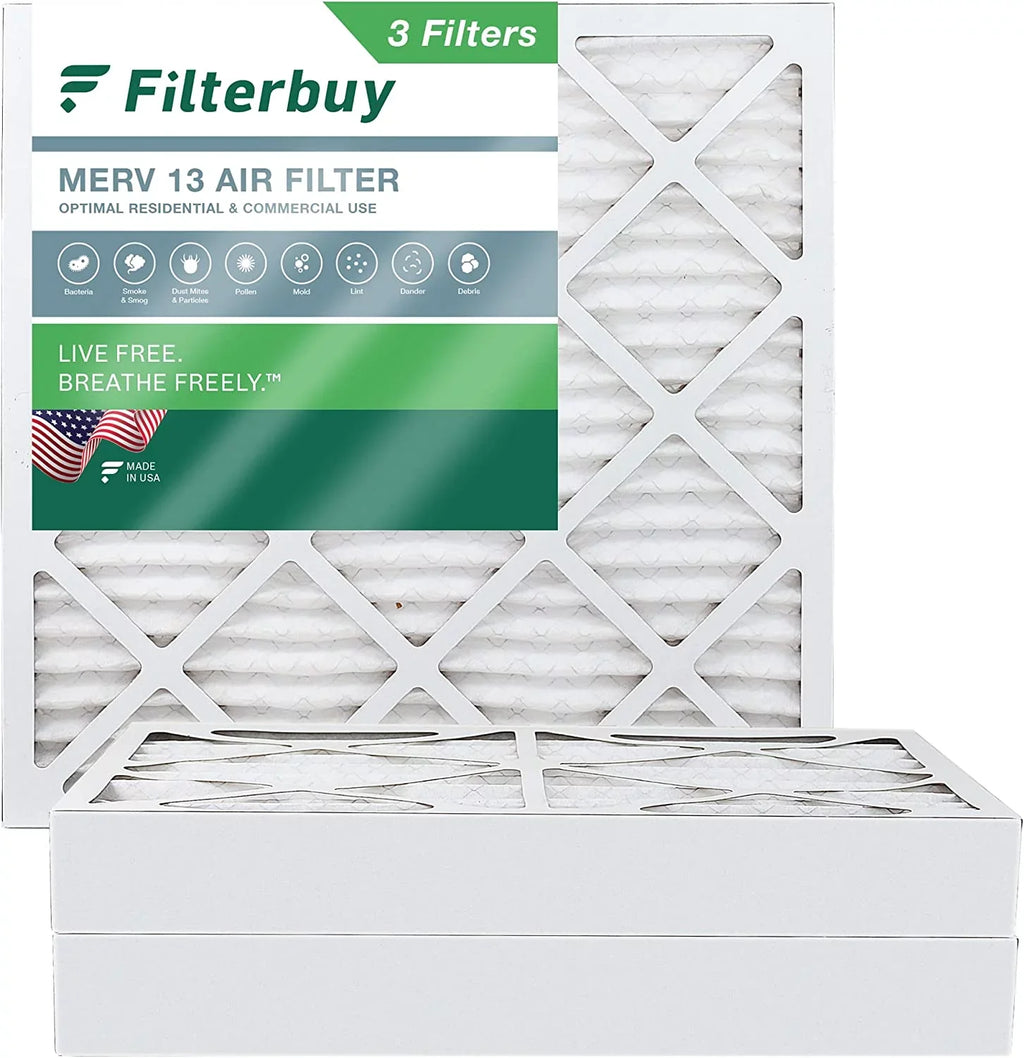 Filterbuy 25x25x4 MERV 13 Pleated HVAC AC Furnace Air Filters (3-Pack)