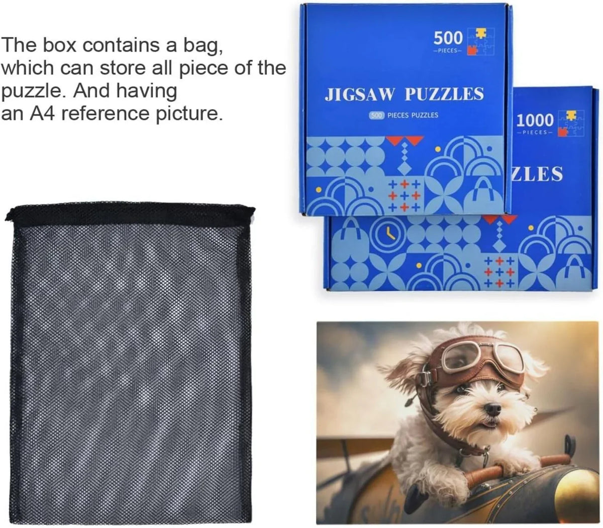 500 PCS Pilot in Airplane Jigsaw Puzzle, Paper Wood Composite Material Zigsaw with Storage Bag, Puzzle for Adults, Fun Challenging Brain Exercise Family Game Gift for Kids Friends Parents