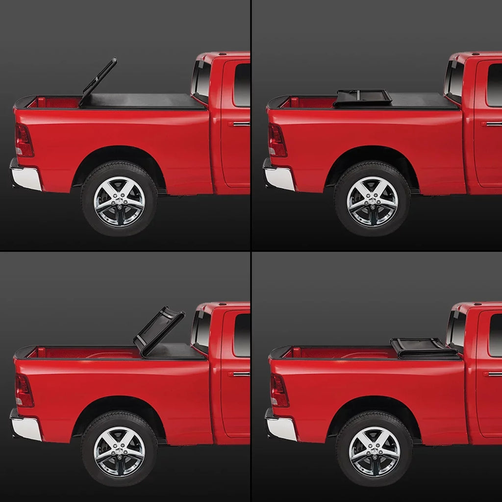DNA Motoring TTC-TRISOFT-056 For 2007 to 2021 toyota Tundra 5.5' Bed Fleetside Adjustable Tri -Fold Soft Top Trunk Tonneau Cover 20 19 18 17 16 15 14 13 12 11 10 09 08