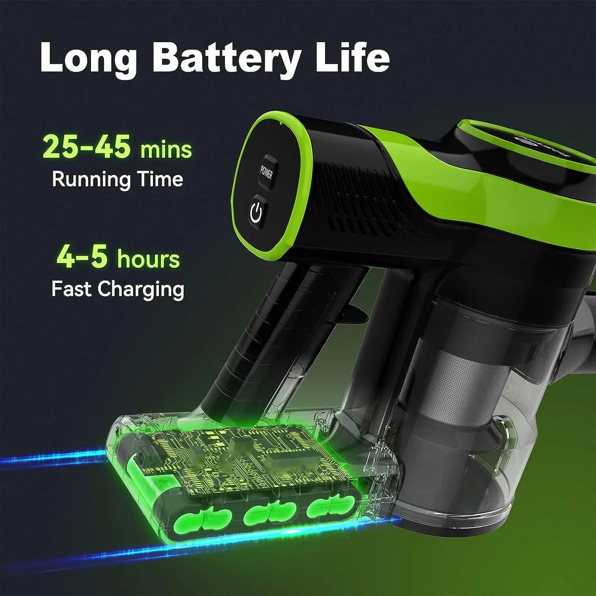 Cordless Vacuum Cleaner, 6-in-1 Cordless Vacuum, 28KPa Powerful Battery Stick Vacuum Rechargeable Vacuum 2200m-A-h Up to 45 Mins, Lightweight Vacuum Cleaner for Home Carpet and Floor Pet Hair