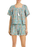 Roller Rabbit Women's Peri Willow Cotton Swim Top Cover-Up (L, Teal Multi)